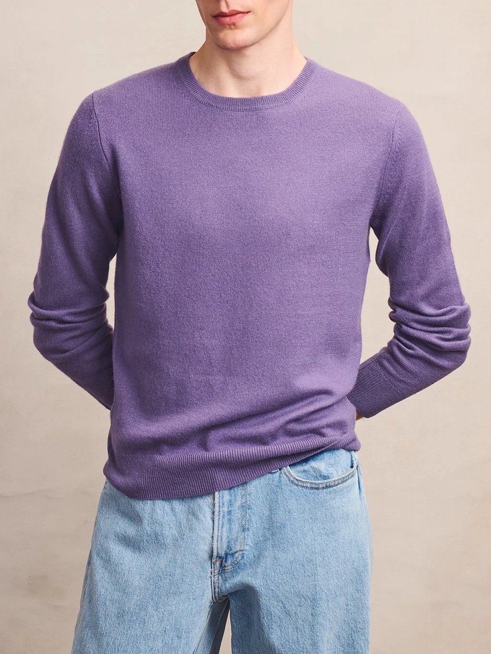 NWT NAADAM 100% Cashmere Soft Lilac Purple Crewneck Fall Sweater Size Small
